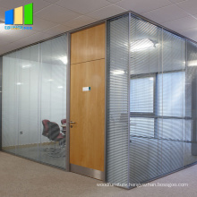 Aluminum Toughened Office Single Double Glass Wall Partition With Flush Door Design